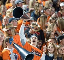 crowd at an event with orange attire