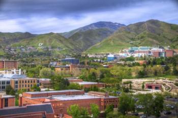 scenic view of campus with mountains